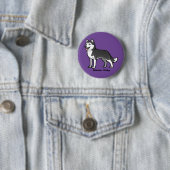Badge Rond 5 Cm Siberian Husky (En situation)