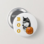 Badge Rond 5 Cm Sibérie Husky (noir) Boo (Devant & derrière)