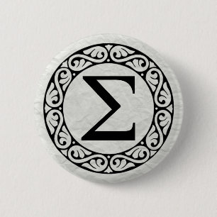 Badge Rond 5 Cm Sigma de lettre d'alphabet grec
