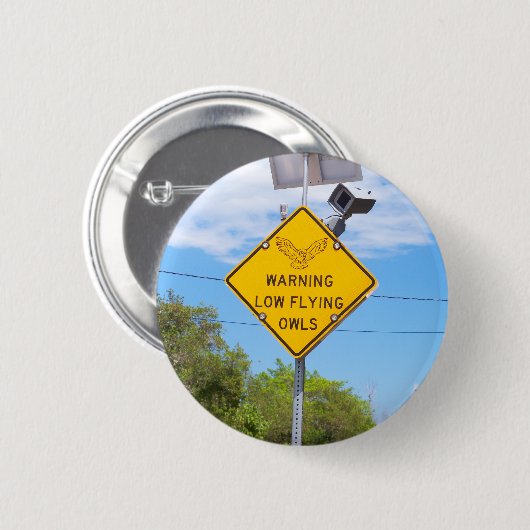 Badge Rond 5 Cm Signal Avertissement Petite Chouette Volante (Devant & derrière)