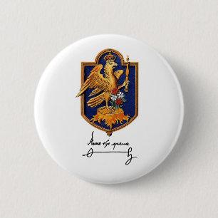 Badge Rond 5 Cm Signature d'Anne Boleyn et manteau des bras