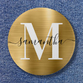 Badge Rond 5 Cm Signature Monogram Gold Shimmer Foil