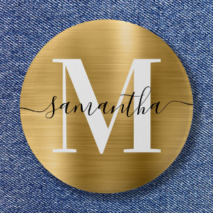 Badge Rond 5 Cm Signature Monogram Gold Shimmer Foil