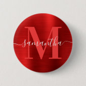 Badge Rond 5 Cm Signature Monogram Red Shimmer Foil (Devant)