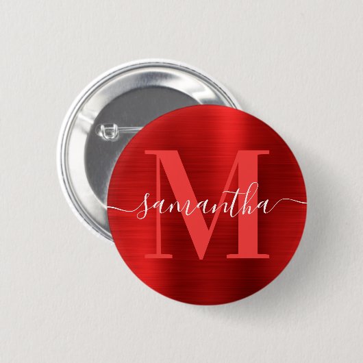 Badge Rond 5 Cm Signature Monogram Red Shimmer Foil (Devant & derrière)