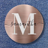 Badge Rond 5 Cm Signature Monogram Rose Gold Shimmer Foil