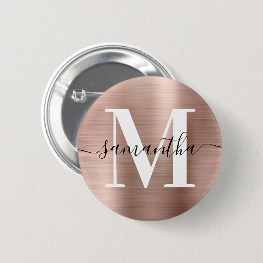 Badge Rond 5 Cm Signature Monogram Rose Gold Shimmer Foil (Devant & derrière)