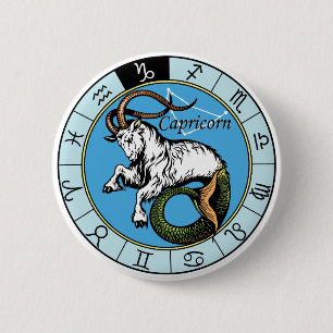 Badge Rond 5 Cm signe astrologique capricorne du zodiaque