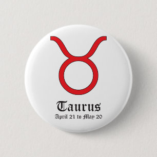 BADGE ROND 5 CM SIGNE ASTROLOGIQUE TAURUS, SYMBOLE ZODIAC