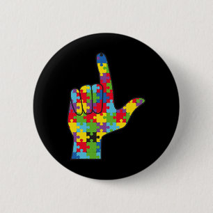Badge Rond 5 Cm Signe d'amour Asl pour la sensibilisation à l'auti