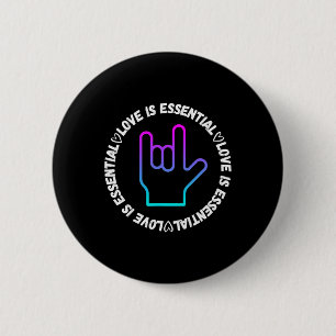 Badge Rond 5 Cm Signe d'amour ASL - Sensibilisation au handicap
