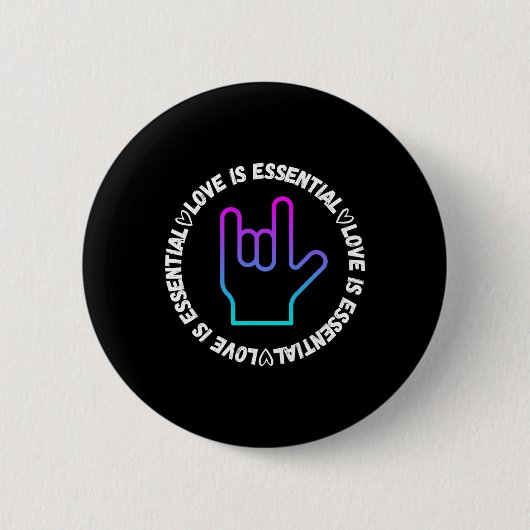 Badge Rond 5 Cm Signe d'amour ASL - Sensibilisation au handicap (Devant)
