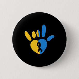 Badge Rond 5 Cm Signe d'amour Asl Sensibilisation au syndrome de D