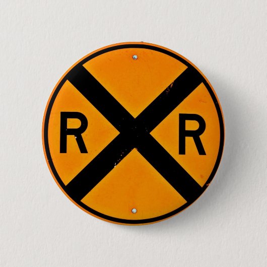 Badge Rond 5 Cm Signe de chemin de fer (Devant)