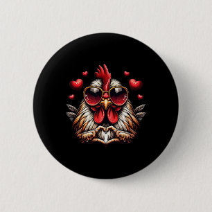 Badge Rond 5 Cm Signe de coeur Main Poulet Enfants Hommes Femmes P