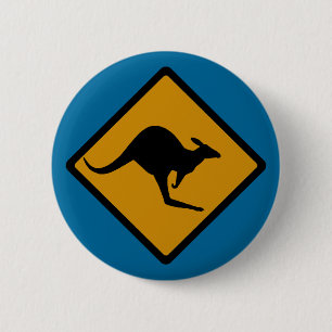 Badge Rond 5 Cm Signe de croisement de kangourou de l'Australie