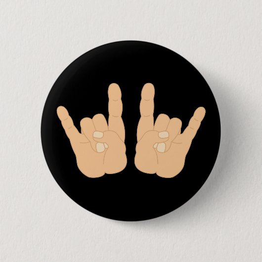Badge Rond 5 Cm Signe de main de rock (Devant)