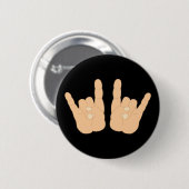Badge Rond 5 Cm Signe de main de rock (Devant & derrière)