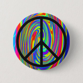 Badge Rond 5 Cm Signe de paix avec le colorant Trippy de cravate