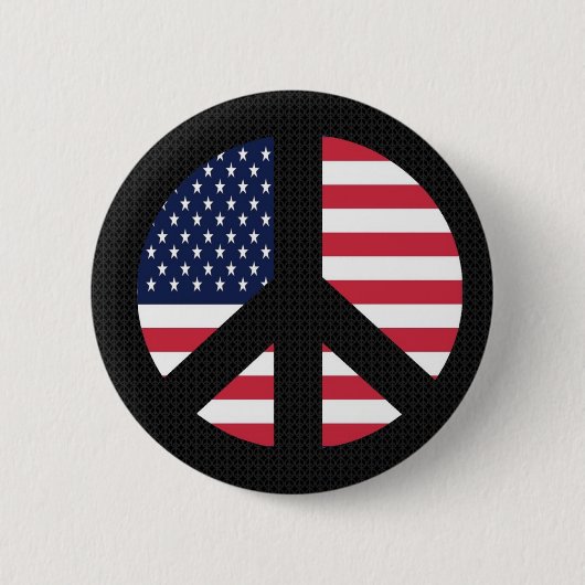 Badge Rond 5 Cm Signe de paix avec le drapeau américain (Devant)