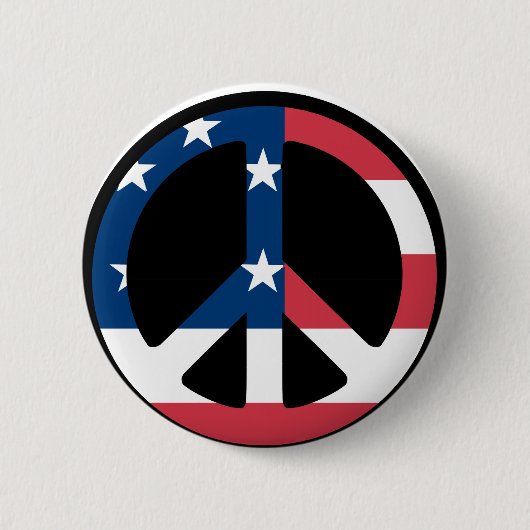 BADGE ROND 5 CM SIGNE DE PAIX BLANC ET BLEU ROUGE (Devant)