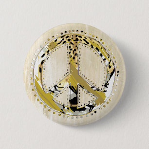 Badge Rond 5 Cm Signe de paix de poster de animal I + votre