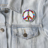Badge Rond 5 Cm Signe de paix fait de T-shirts de drapeaux, (En situation)