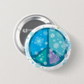 Badge Rond 5 Cm Signe de paix fleuri (Devant & derrière)