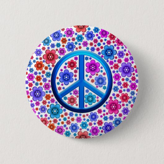 Badge Rond 5 Cm Signe de paix hippie (Devant)