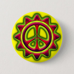 BADGE ROND 5 CM SIGNE DE PAIX ROUGE ET VERT