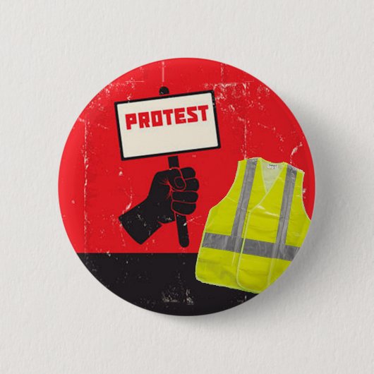 Badge Rond 5 Cm Signe de protestation avec gilet jaune (Devant)