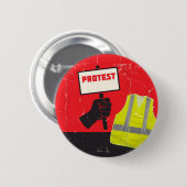 Badge Rond 5 Cm Signe de protestation avec gilet jaune (Devant & derrière)