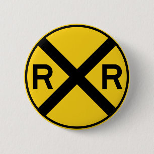 Badge Rond 5 Cm Signe de route de croisement de chemin de fer