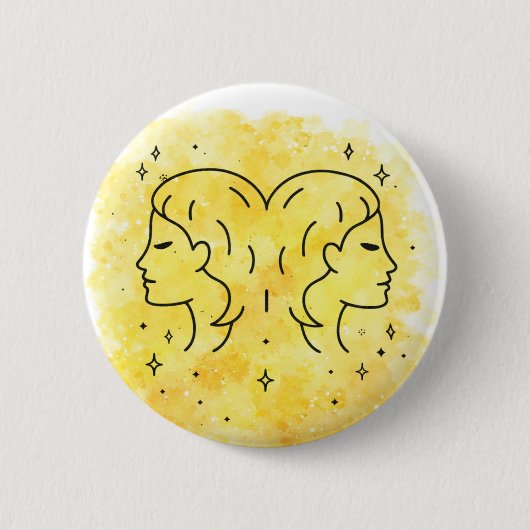 Badge Rond 5 Cm Signe des Gémeaux (Devant)