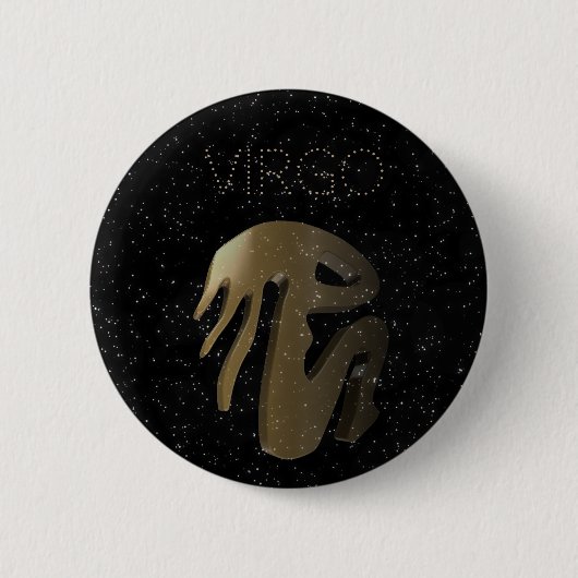 Badge Rond 5 Cm Signe d'or de Vierge (Devant)