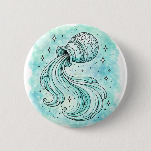 Badge Rond 5 Cm Signe du Verseau (Devant)