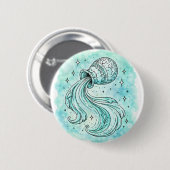 Badge Rond 5 Cm Signe du Verseau (Devant & derrière)
