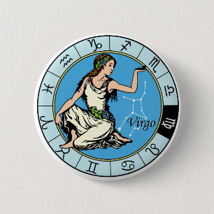 Badge Rond 5 Cm signe du zodiaque astrologique virgo