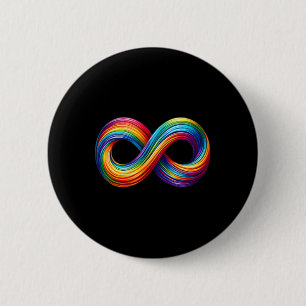 Badge Rond 5 Cm Signe infini de la neurodiversité symbole arc-en-c