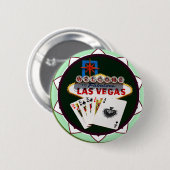 Badge Rond 5 Cm Signe Las Vegas & Cartes Poker Chip (Devant & derrière)