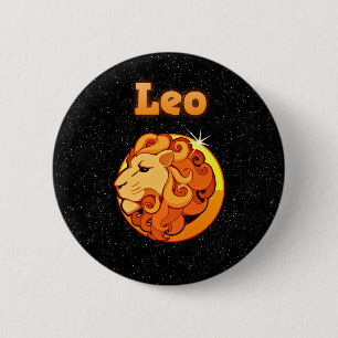 Badge Rond 5 Cm Signe Lion de zodiaque