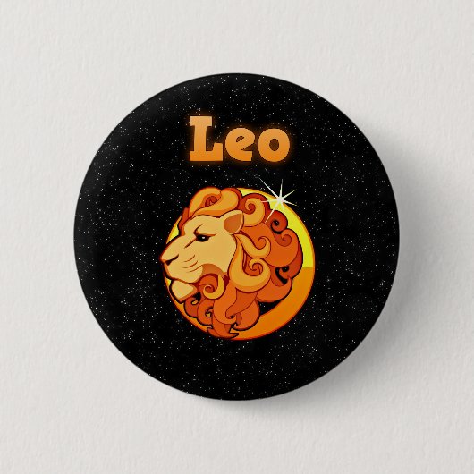 Badge Rond 5 Cm Signe Lion de zodiaque (Devant)