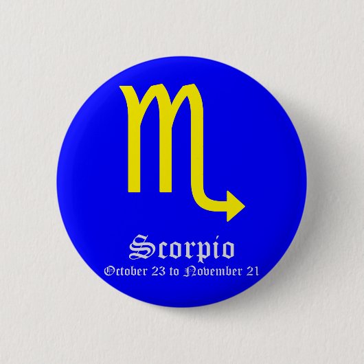 BADGE ROND 5 CM SIGNE SCORPIO ASTROLOGIQUE, SYMBOLE ZODIAC (Devant)