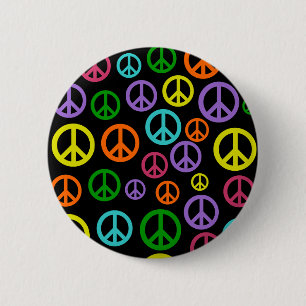 Badge Rond 5 Cm Signes de paix multicolores