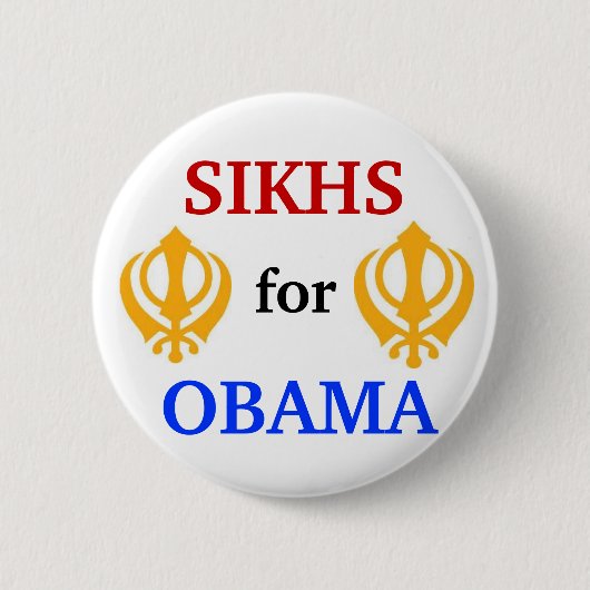 Badge Rond 5 Cm Sikhs pour le bouton 2012 d'Obama (Devant)