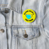Badge Rond 5 Cm S'Il Vous Plaît Porter Un Rappel De Masque Visage  (En situation)
