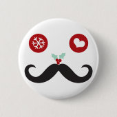 Badge Rond 5 Cm Silencieux Moustache mignon Visage Fête Noël (Devant)