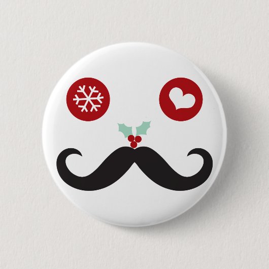 Badge Rond 5 Cm Silencieux Moustache mignon Visage Fête Noël (Devant)