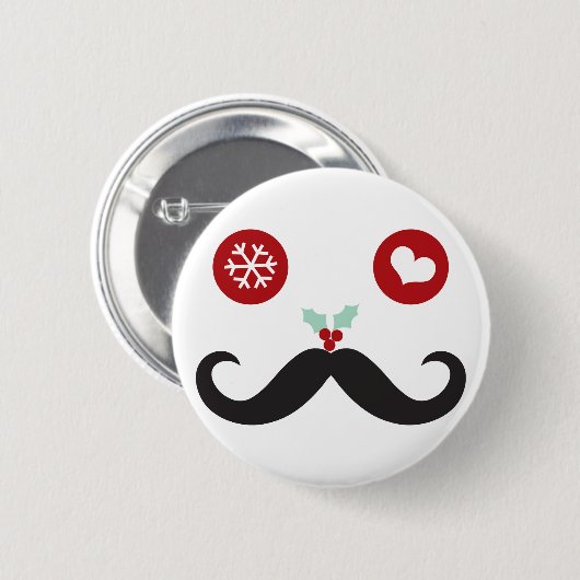 Badge Rond 5 Cm Silencieux Moustache mignon Visage Fête Noël (Devant & derrière)