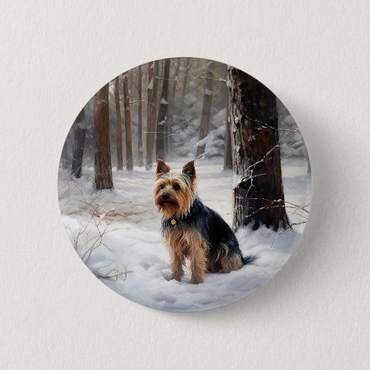 Badge Rond 5 Cm Silencieux Terrier Laisser Il Neige Noël (Devant)